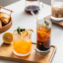 Load image into Gallery viewer, Classic Ribbed Drinking Glass Cups 370ml & 410ml | Set of 8 | Includes 4PCS Straws