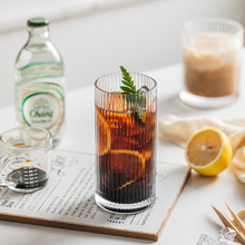 Load image into Gallery viewer, Classic Ribbed Drinking Glass Cups 370ml & 410ml | Set of 8 | Includes 4PCS Straws