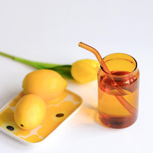 Load image into Gallery viewer, Can Shaped Colored Glass Cups With Straws