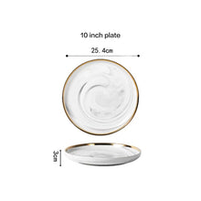 Load image into Gallery viewer, Marble Porcelain Gold Dinnerware, Matte Gray