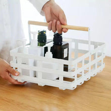 Load image into Gallery viewer, Wire White Baskets with Wood Handle