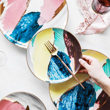 Load image into Gallery viewer, Watercolor Ceramic Porcelain Dinner Plates