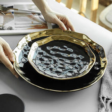 Load image into Gallery viewer, Ceramic Dinner Plates, Nordic Style Marble Gold Inlay Dinner Plates