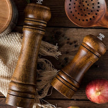 Load image into Gallery viewer, Wooden Salt and Pepper Mills Shakers with Cleaning Brush & Wood Stand