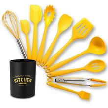 Load image into Gallery viewer, Yellow Kitchen Utensil Set, Stainless Steel & Silicone Heat Resistant Professional Cooking Tools (BPA Free)