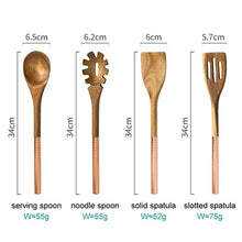 Load image into Gallery viewer, Wooden Cooking Utensils Set with Pink Rose Gold Handles