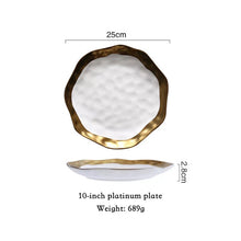 Load image into Gallery viewer, Ceramic Dinner Plates, Nordic Style Marble Gold Inlay Dinner Plates