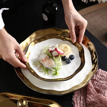 Load image into Gallery viewer, Ceramic Dinner Plates, Nordic Style Marble Gold Inlay Dinner Plates