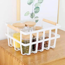 Load image into Gallery viewer, Wire White Baskets with Wood Handle