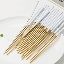 Load image into Gallery viewer, 5 Pairs Premium 304 Stainless Steel Chopsticks(White&Gold)