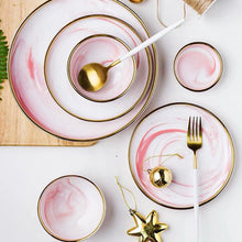 Load image into Gallery viewer, Marble Porcelain Dinnerware, Matte Pink