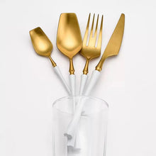 Load image into Gallery viewer, White Golden Plated Stainless Steel Flatware Set