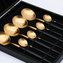 Load image into Gallery viewer, Black Gold Cutlery Gift Box