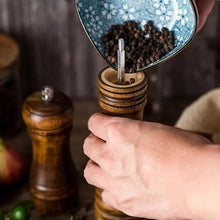 Load image into Gallery viewer, Wooden Salt and Pepper Mills Shakers with Cleaning Brush & Wood Stand