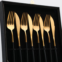 Load image into Gallery viewer, Black Gold Cutlery Gift Box