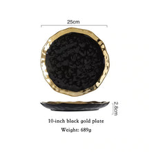 Load image into Gallery viewer, Ceramic Dinner Plates, Nordic Style Marble Gold Inlay Dinner Plates
