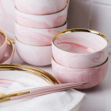 Load image into Gallery viewer, Marble Porcelain Dinnerware, Matte Pink