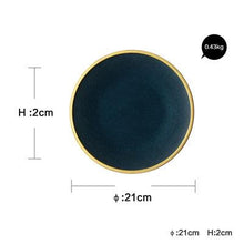 Load image into Gallery viewer, Ceramic Gold Inlay Plates Steak Food Dish Nordic Style Retro Tableware Bowl Ins Dinner Plate Cup High End Dinnerware Set