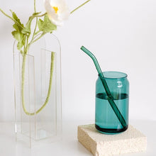 Load image into Gallery viewer, Can Shaped Colored Glass Cups With Straws