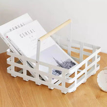 Load image into Gallery viewer, Wire White Baskets with Wood Handle