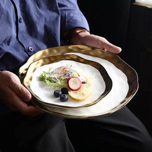 Load image into Gallery viewer, Ceramic Dinner Plates, Nordic Style Marble Gold Inlay Dinner Plates