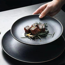 Load image into Gallery viewer, Black Crystal Frosted Ceramic Plate