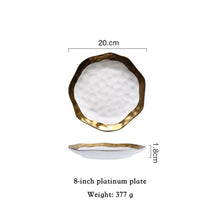 Load image into Gallery viewer, Ceramic Dinner Plates, Nordic Style Marble Gold Inlay Dinner Plates