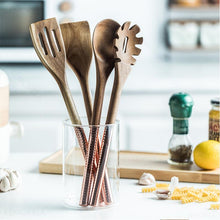 Load image into Gallery viewer, Wooden Cooking Utensils Set with Pink Rose Gold Handles