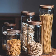 Load image into Gallery viewer, Glass Storage Containers, Airtight Glass Jars with Bamboo Lids