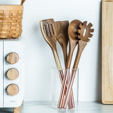 Load image into Gallery viewer, Wooden Cooking Utensils Set with Pink Rose Gold Handles