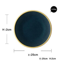 Load image into Gallery viewer, Ceramic Gold Inlay Plates Steak Food Dish Nordic Style Retro Tableware Bowl Ins Dinner Plate Cup High End Dinnerware Set