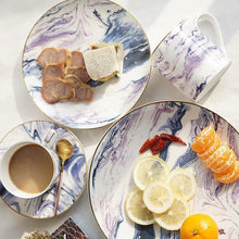 Load image into Gallery viewer, European Marbled Gilt Ceramic Plate