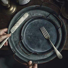 Load image into Gallery viewer, Metal Plate With Handle Handcrafted Round Storage