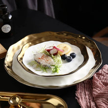 Load image into Gallery viewer, Ceramic Dinner Plates, Nordic Style Marble Gold Inlay Dinner Plates