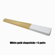 Load image into Gallery viewer, 5 Pairs Premium 304 Stainless Steel Chopsticks(White&Gold)