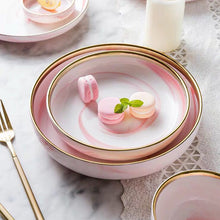 Load image into Gallery viewer, Marble Porcelain Dinnerware, Matte Pink