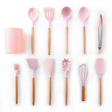 Load image into Gallery viewer, 12Pcs Silicone Cooking Utensils Wooden Handle With Stainless Steel Storage Box, Nonstick Cookware (BPA Free)