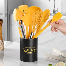 Load image into Gallery viewer, Yellow Kitchen Utensil Set, Stainless Steel & Silicone Heat Resistant Professional Cooking Tools (BPA Free)