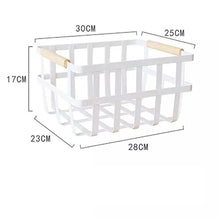 Load image into Gallery viewer, Wire White Baskets with Wood Handle