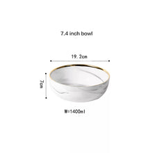 Load image into Gallery viewer, Marble Porcelain Gold Dinnerware, Matte Gray