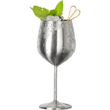 Load image into Gallery viewer, Stemmed Stainless Steel Wine Glasses, Elegant Silver Tone Drinkware for Cocktails