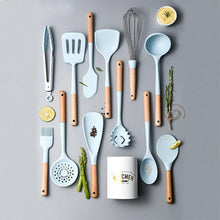 Load image into Gallery viewer, New Tiffany Blue & White Silicone Cooking Utensils (BPA Free)