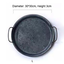 Load image into Gallery viewer, Metal Plate With Handle Handcrafted Round Storage