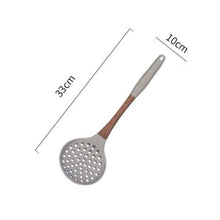Load image into Gallery viewer, Gray Silicone Cooking Utensils with Wooden Handles (BPA Free)