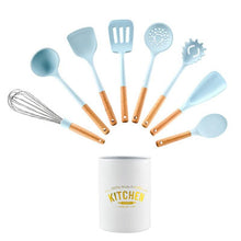 Load image into Gallery viewer, New Tiffany Blue & White Silicone Cooking Utensils (BPA Free)