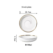 Load image into Gallery viewer, Marble Porcelain Gold Dinnerware, Matte Gray