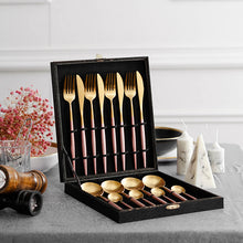 Load image into Gallery viewer, Pink Gold Silverware Set