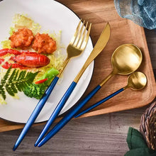 Load image into Gallery viewer, Blue Gold Tableware Cutlery Set