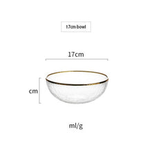 Load image into Gallery viewer, Irregular Gold Inlay Edge Glass Serving Bowls and Plates