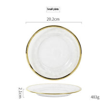 Load image into Gallery viewer, Irregular Gold Inlay Edge Glass Serving Bowls and Plates